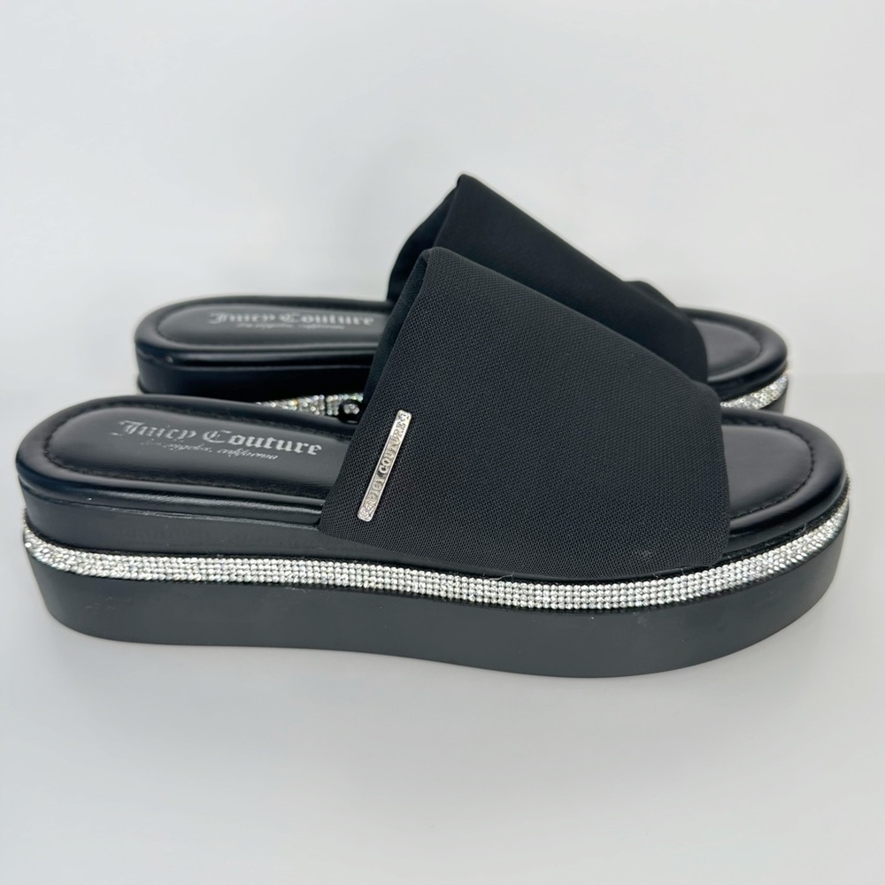 Juicy Couture Black Slide Sandals with Silver Accents